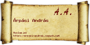 Árpási András névjegykártya
